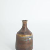 Small Mid-Century Scandinavian Modern Collectible Brown Stoneware Vase by Gunnar Borg, Set of 4