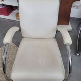 Sofa and armchair with chrome tubular structure modernist style