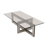 Brutalist steel and smoked glass coffee table 1970s