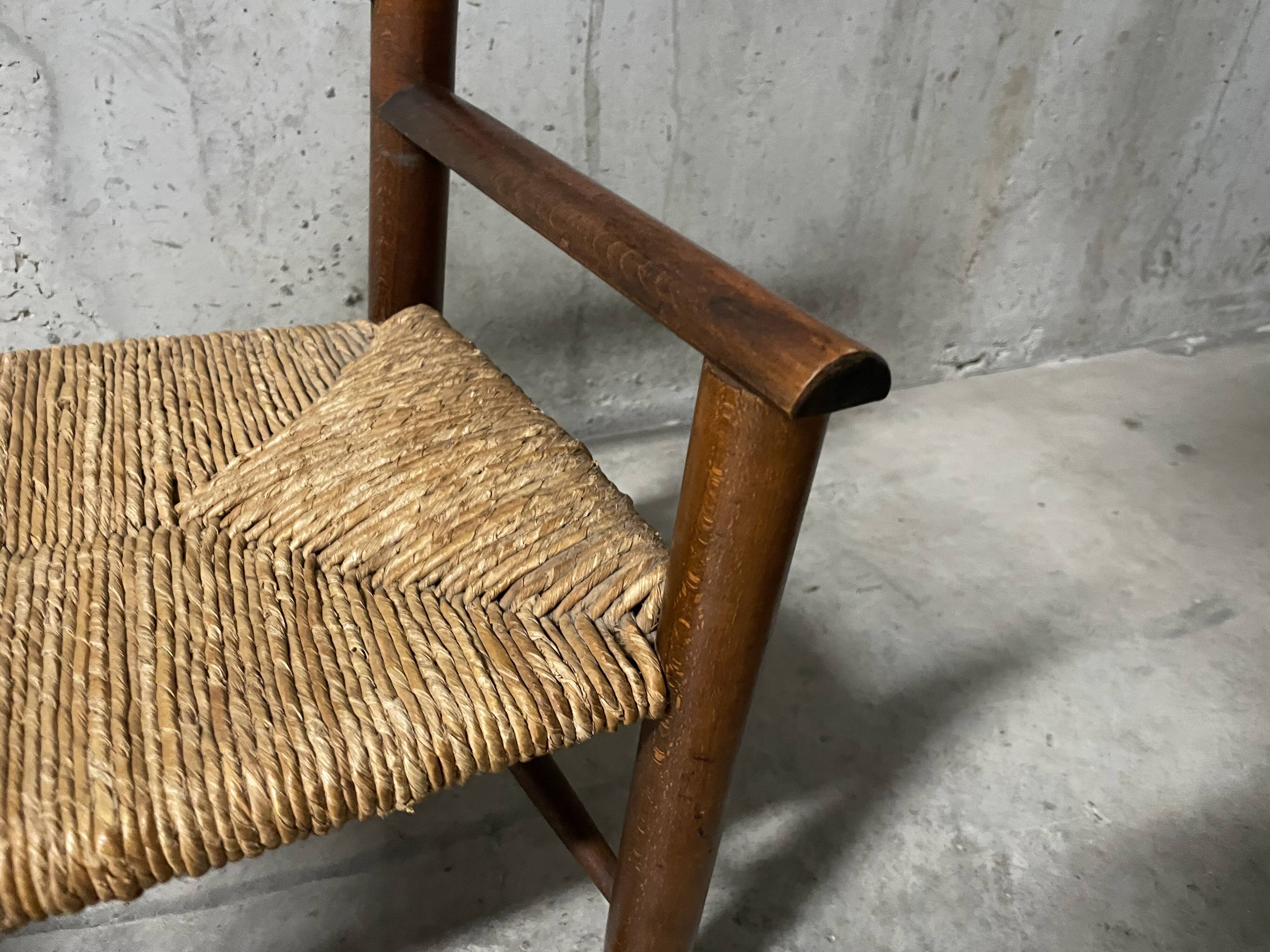 Fauteuil en bois et paille pour enfant