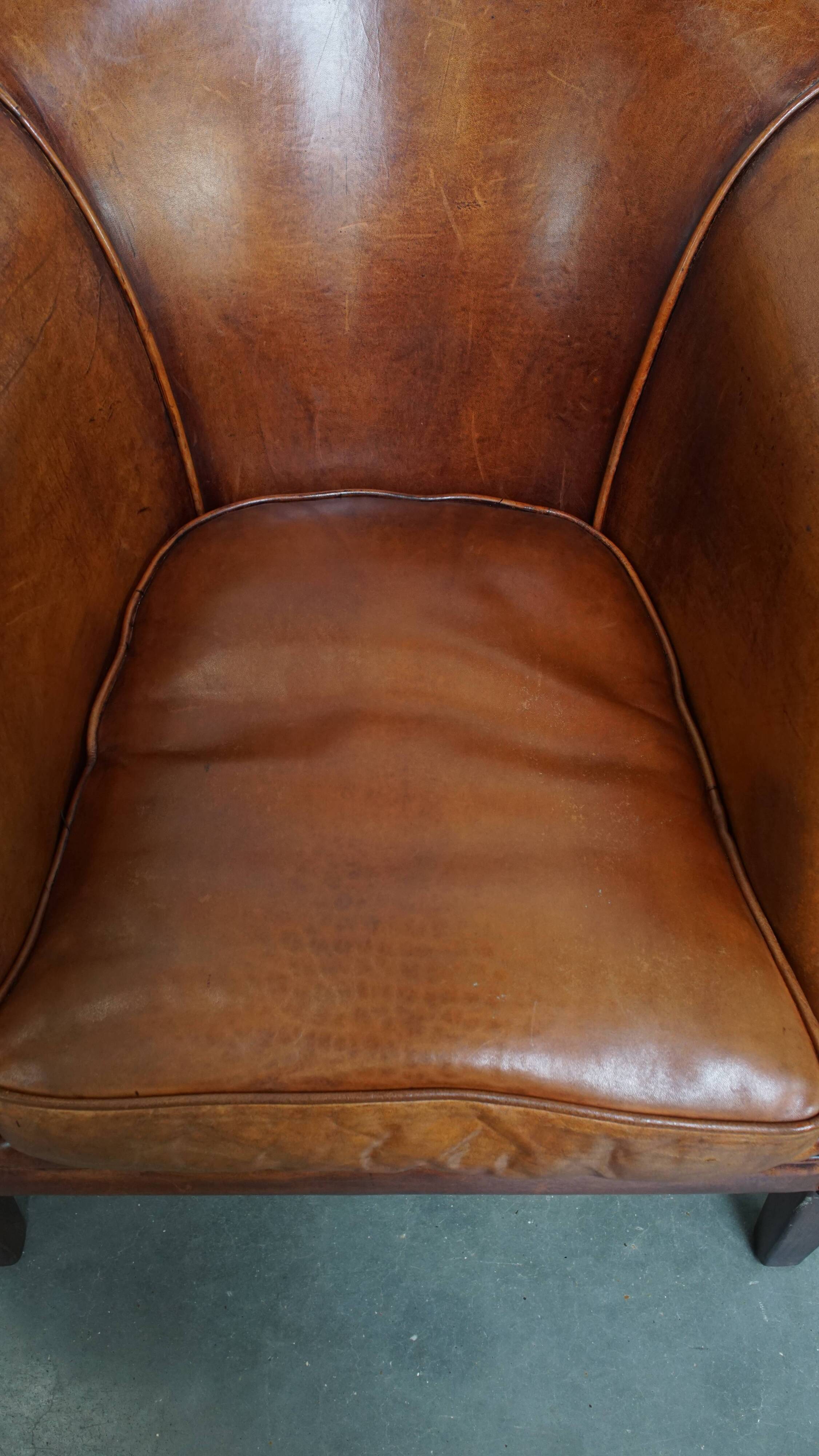 Ensemble de 2 fauteuils club en cuir de mouton