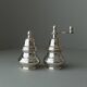 Silver-plated vintage salt shaker and pepper mill set, 1970s Italy, elegant metal table décor