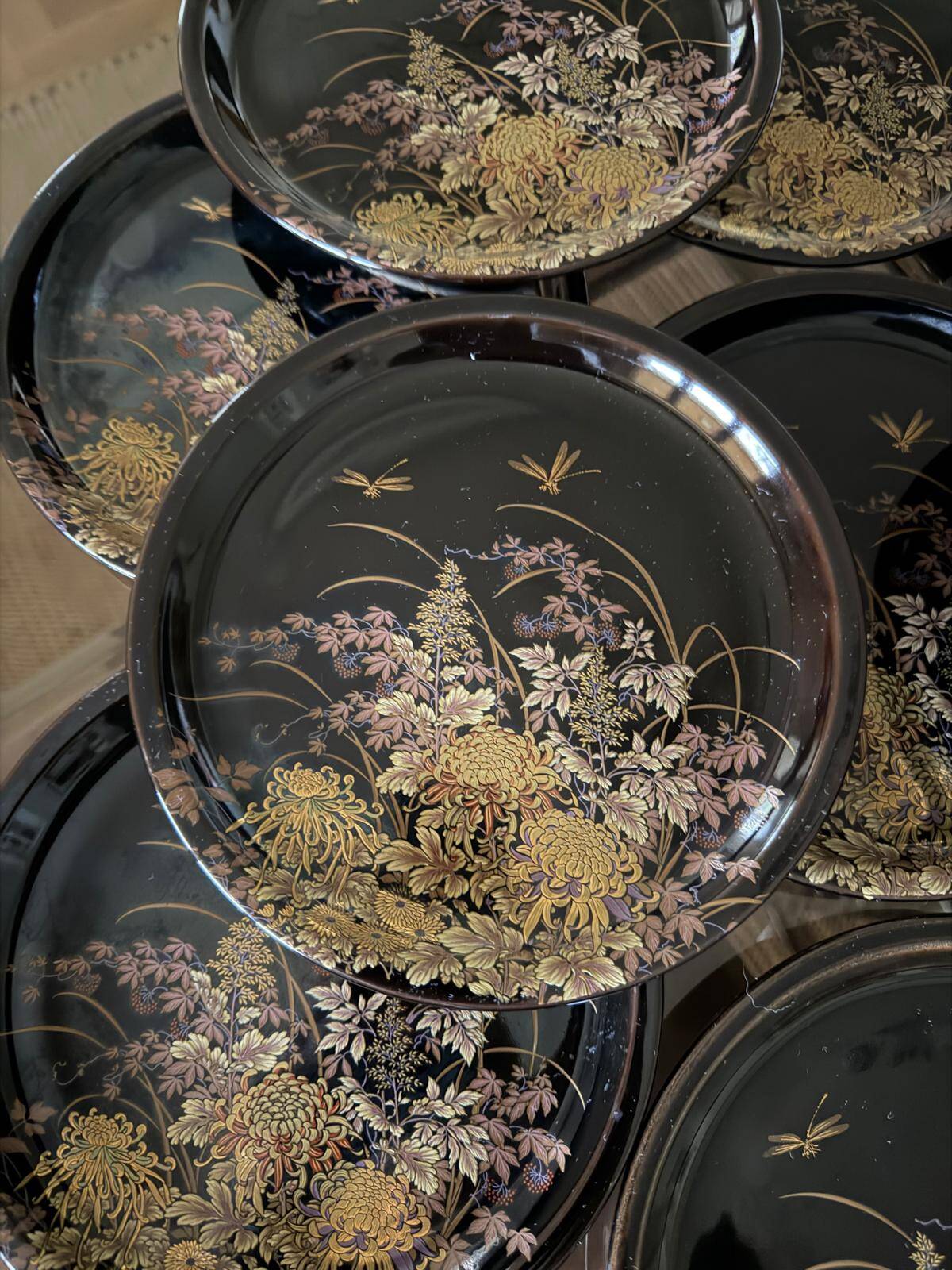 10 Japanese porcelain plates by Shibata Tenmoku, 1970