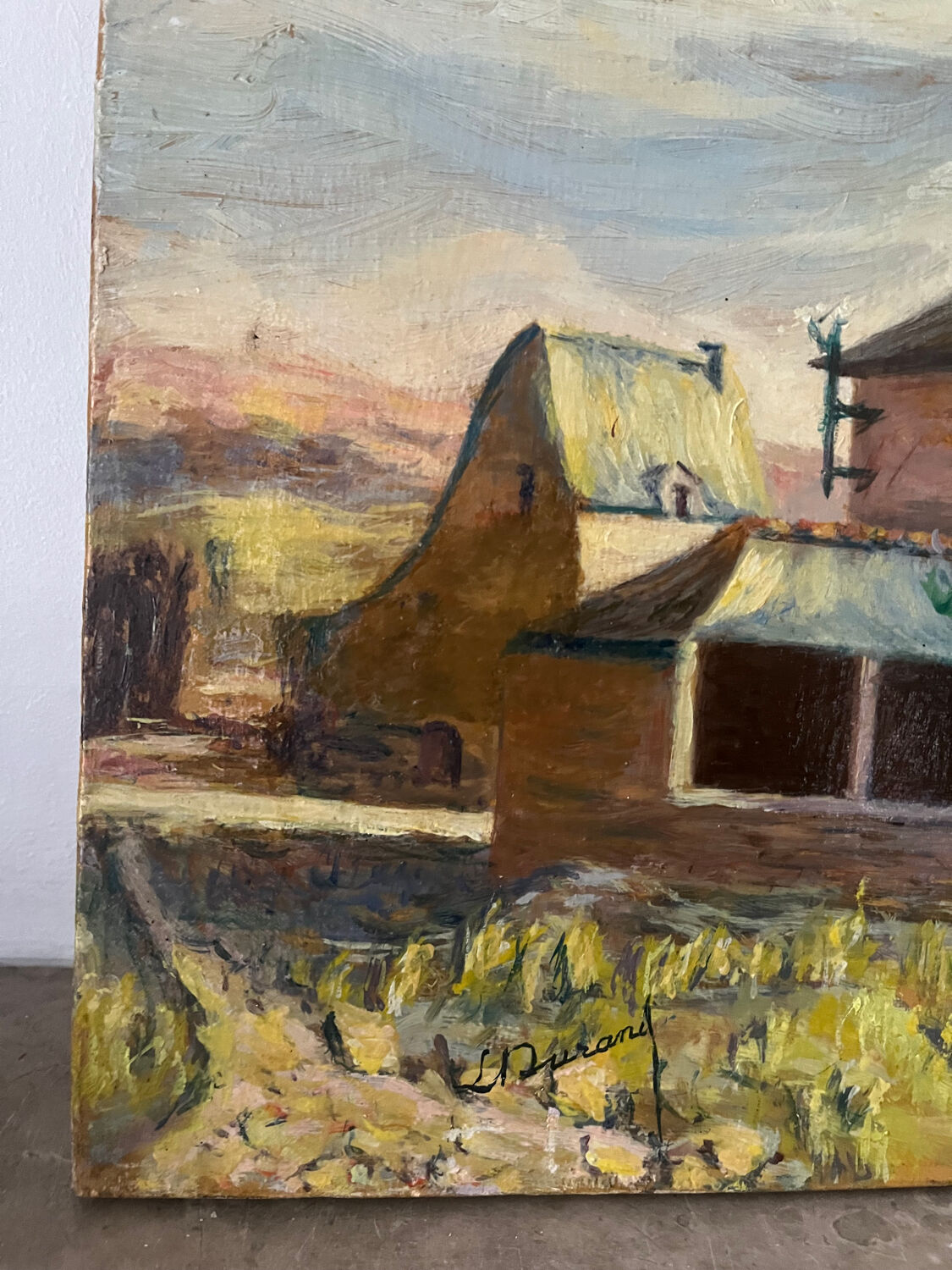 "Lioujas School", Aveyron, oil on canvas signed L Durand 1957