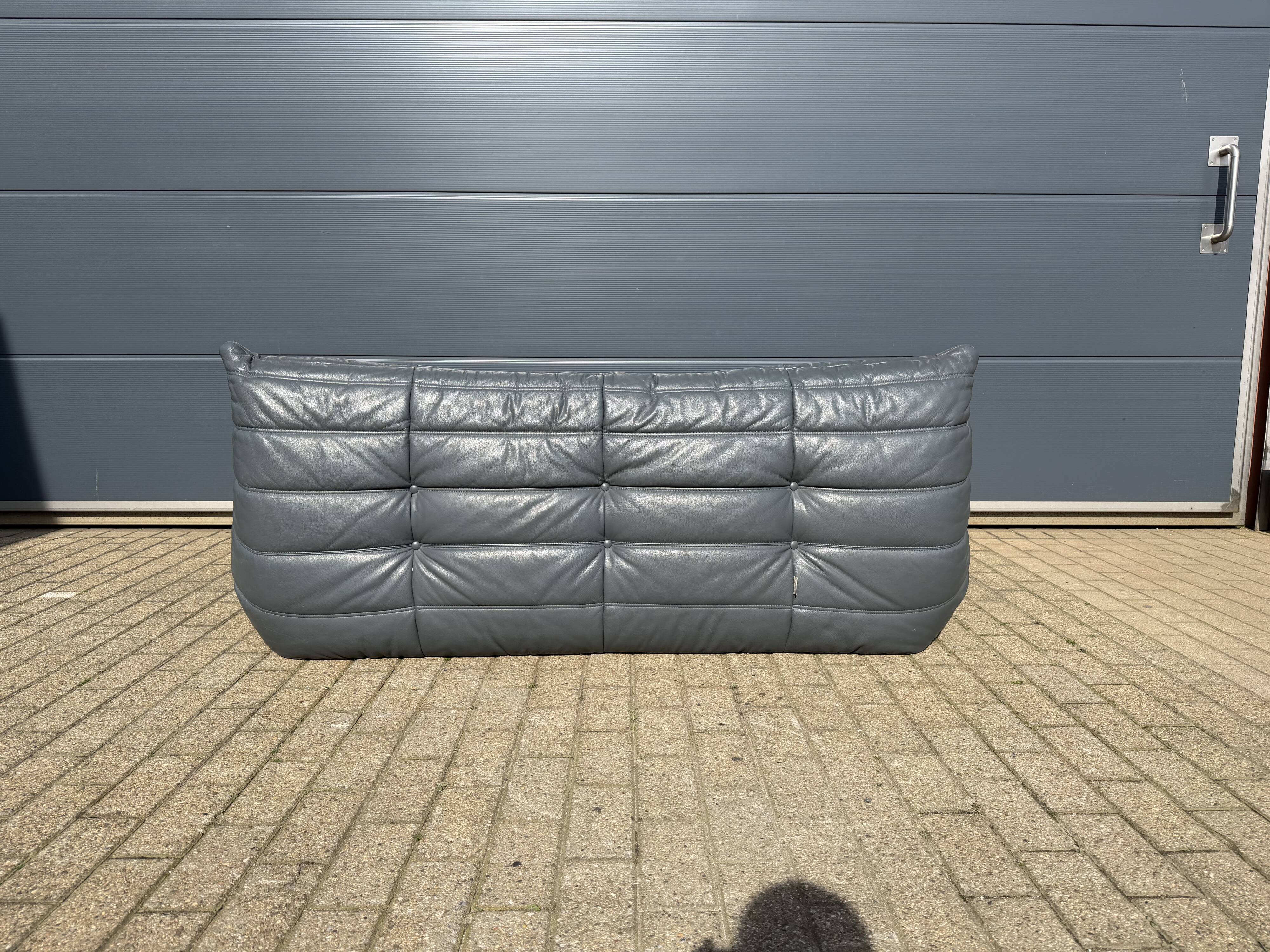 100% authentic Ligne Roset Togo 3-seater Anthracite Grey leather