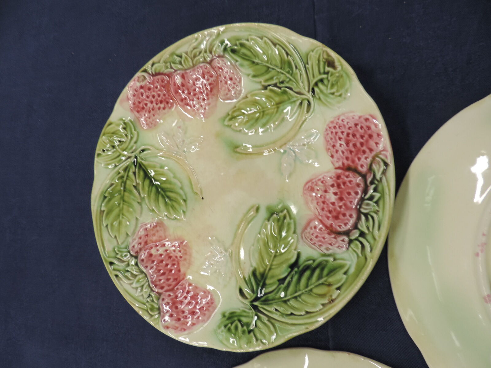 Set of six old slurry dessert plates