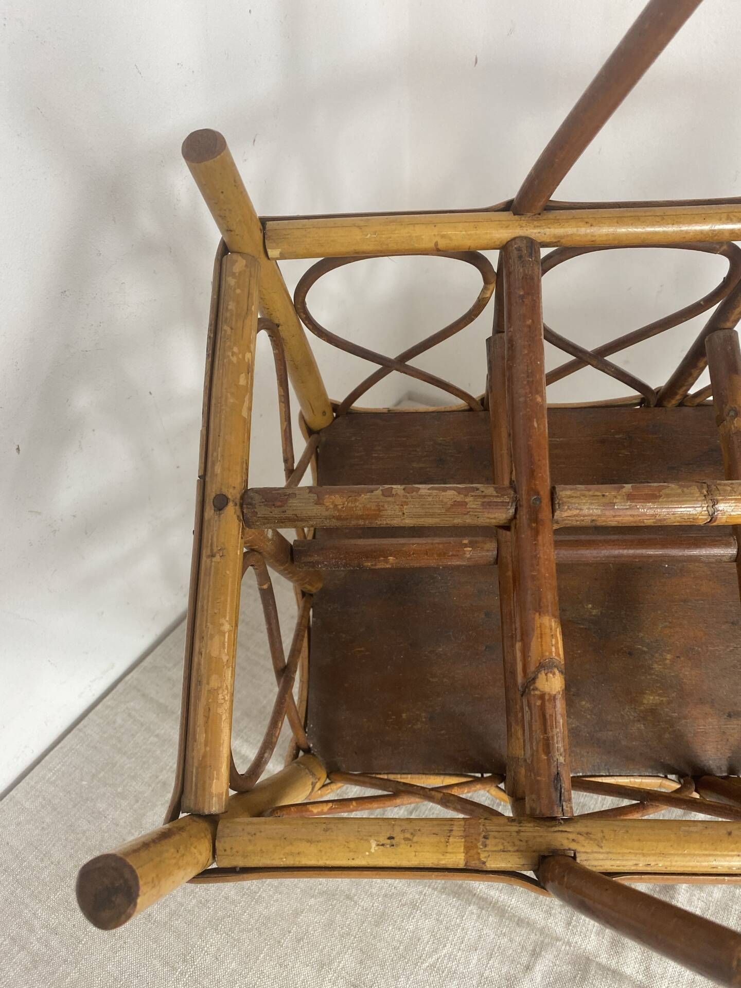 Basket, bottle holder, bamboo and rattan, 1970s