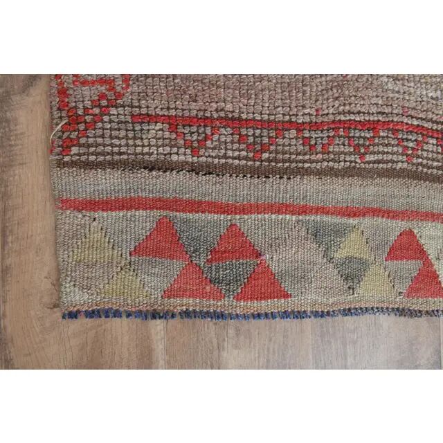 1970s Turkish Oushak Handmade Wool Cotton Red Runner Rug 81x275