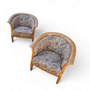 2 x armchair / club chair / floral fabric / 1980s