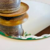 Vintage round and beveled table mirror