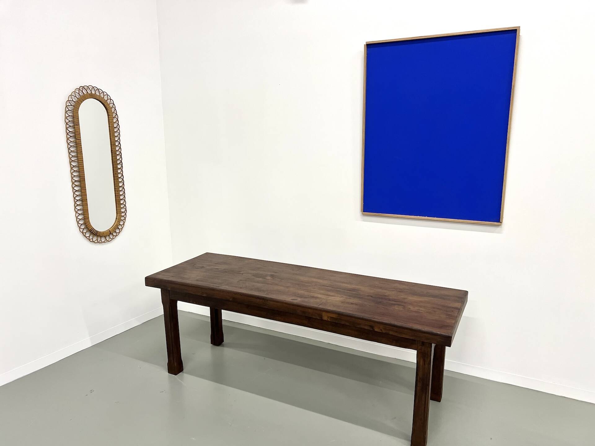 Small 1950s farmhouse table in blond walnut