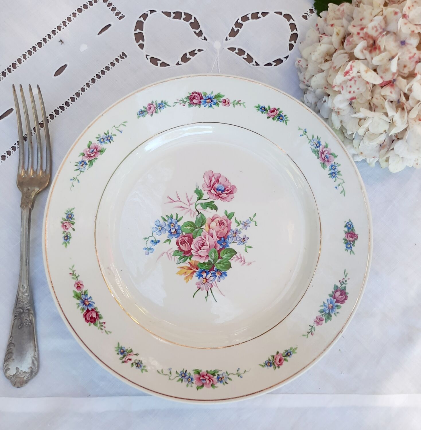 Old flat plates mismatched in earthenware