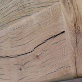 Industrial table solid oak tray and cast-iron footing