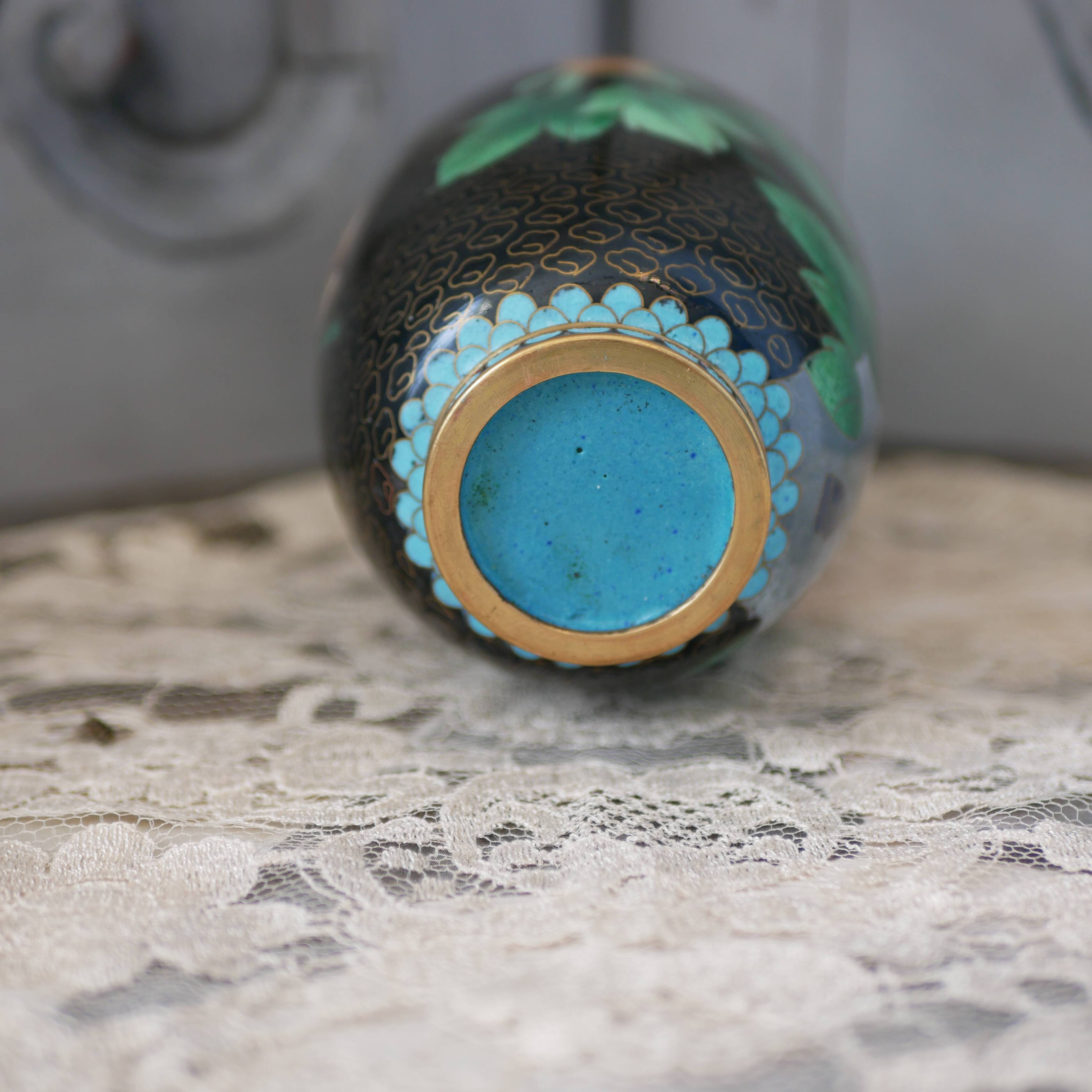 Chinese cloisonné vase, chrysanthemum motif