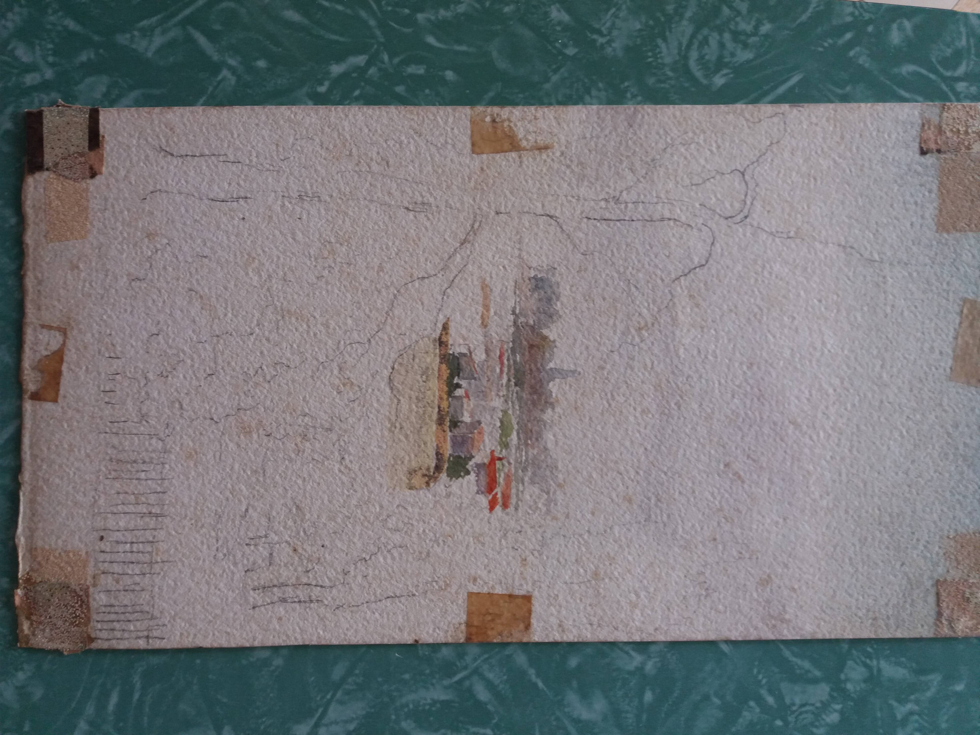 Watercolor signed Thinel, landscape, Marais Poitevin