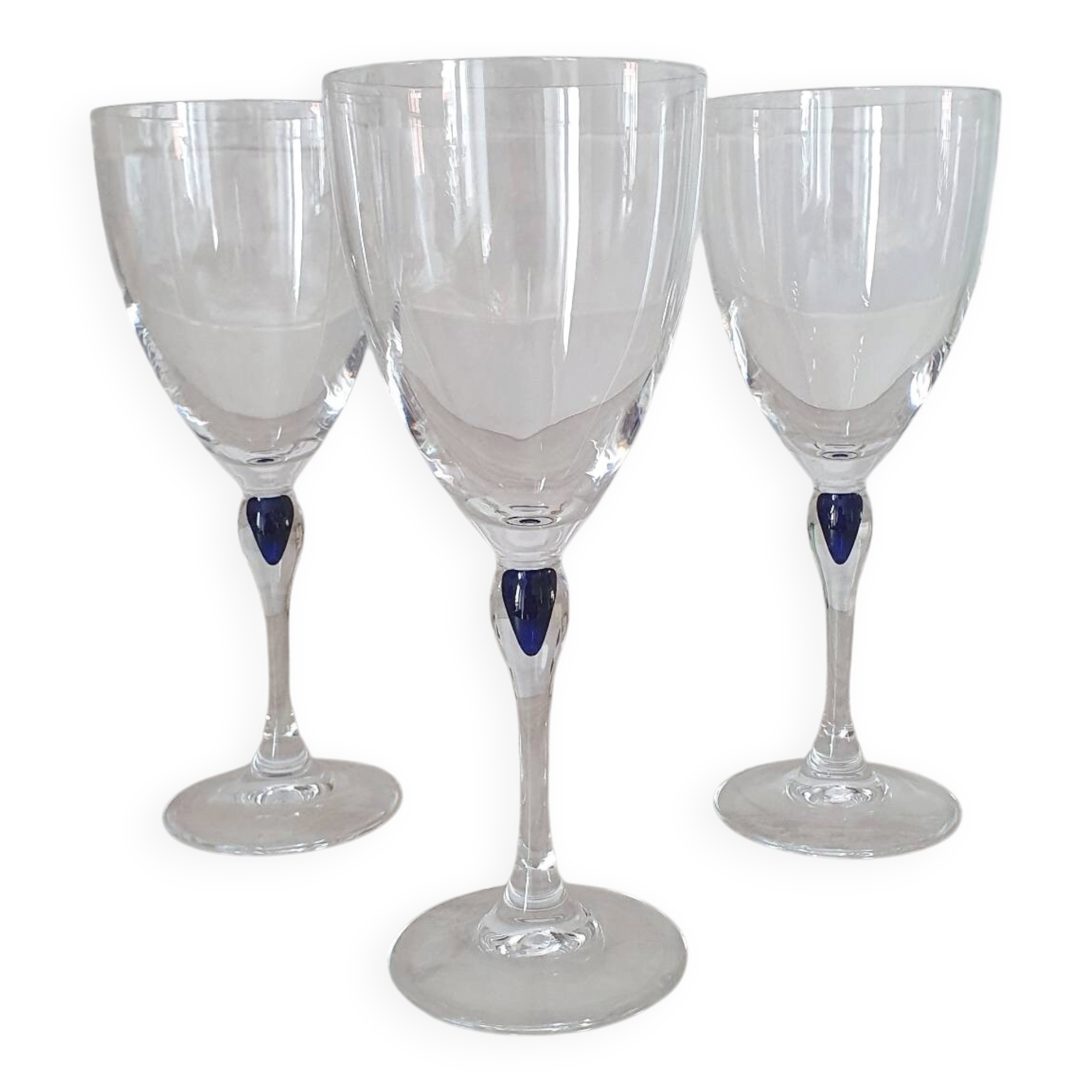 3 wine/water glasses Crystal d'Arques model Venice Sapphire blue