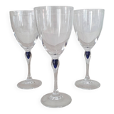 3 wine/water glasses Crystal d'Arques model Venice Sapphire blue