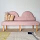 Pink faux leather bistro bench for 3 people
