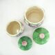 2 ceramic slip pots - pastel floral decor - vintage 80s
