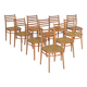 Lot de 10 chaises ton bystrice bois et cannage 1960