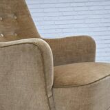 1970s, Danish highback armchair, light green furniture velour.