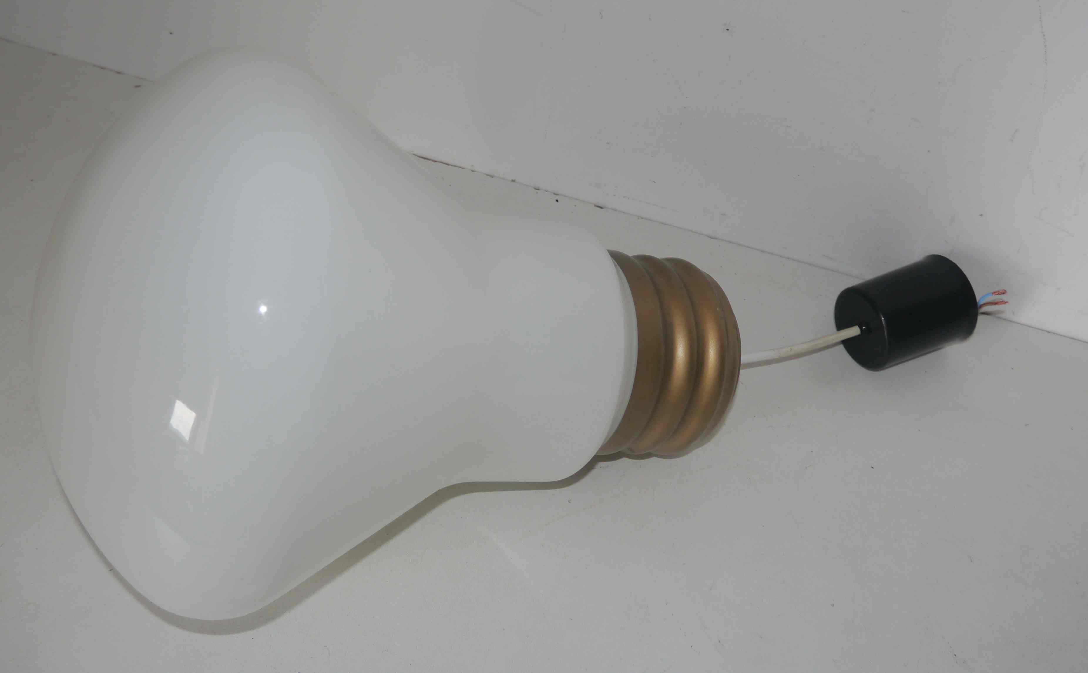 Large vintage opaline pendant lamp in the shape of an S bulb
