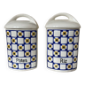 Lot de 2 pots à épices anciens Pâtes et Riz motif damier look rétro