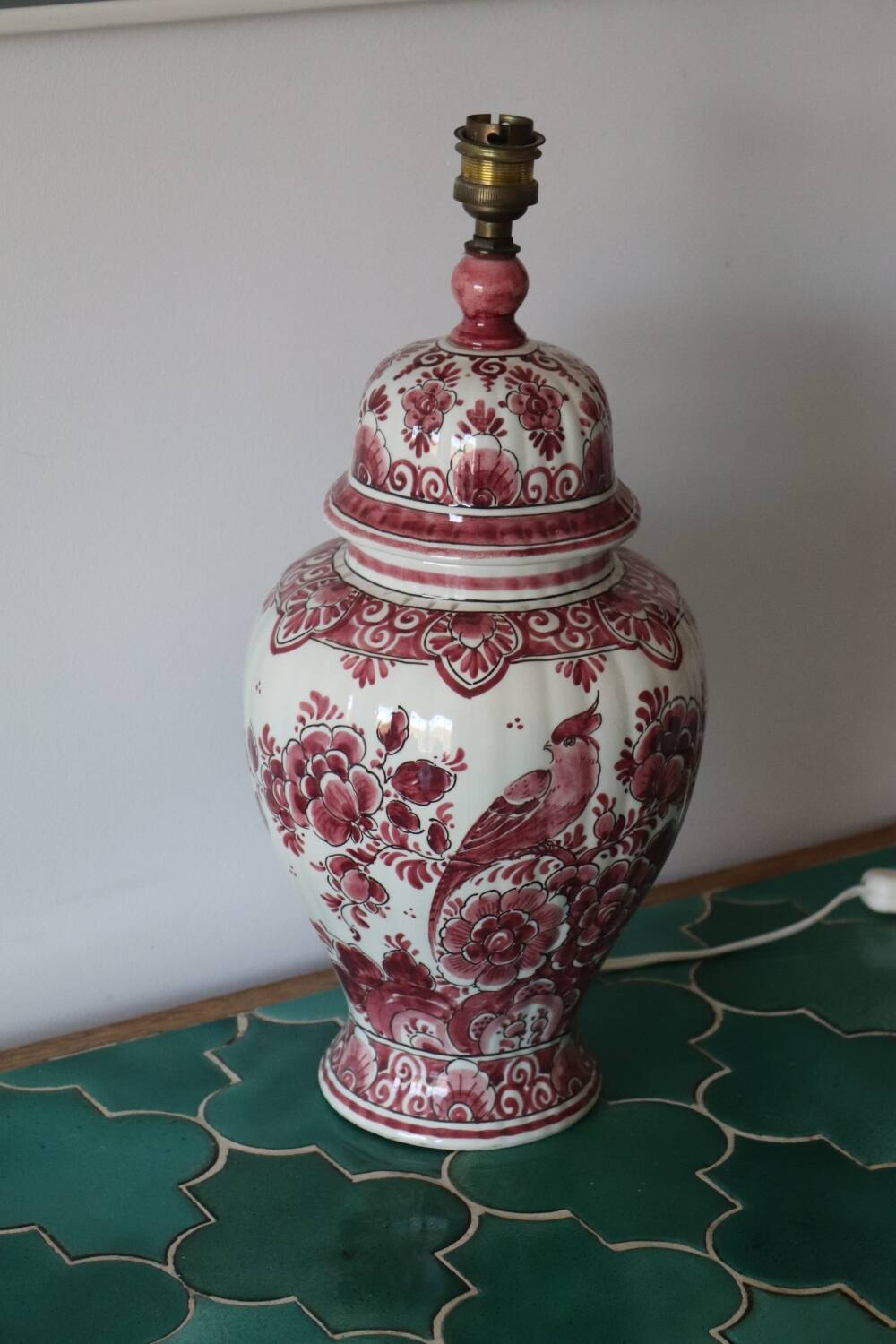 Vintage red holland ceramic lamp
