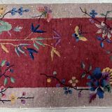Ancient chinese art deco handmade carpet 64cm x 121cm 1920s