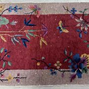 Ancient chinese art deco handmade carpet 64cm x 121cm 1920s