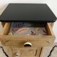 Bedside table in solid black oak and natural Art Deco wood