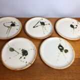 5 flat ceramic plates, La Colombe pottery