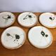 5 flat ceramic plates, La Colombe pottery