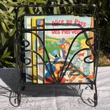 Vintage twisted wrought iron magazine or record holder - magazine rack