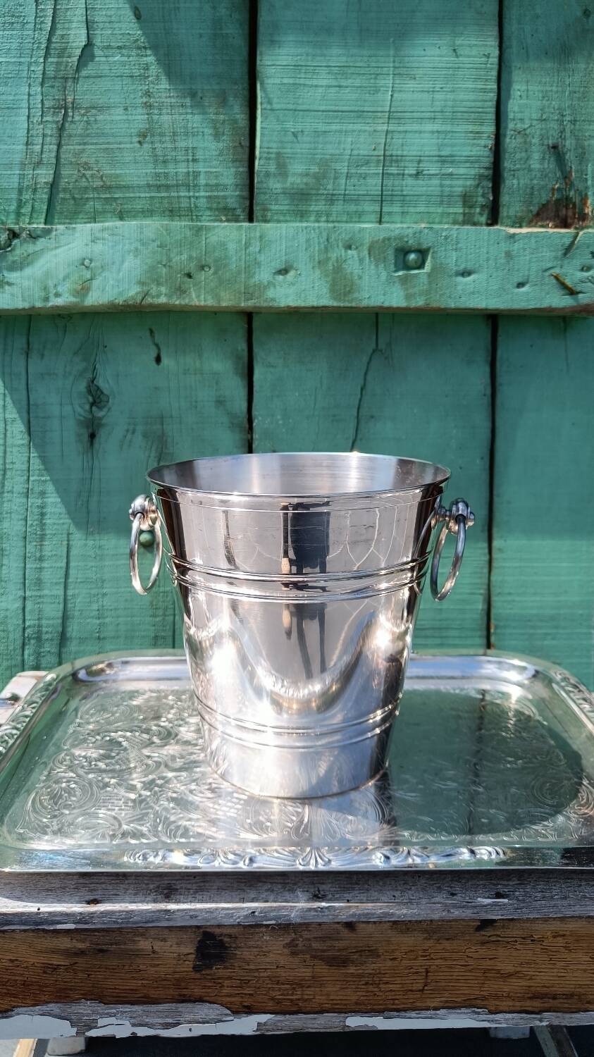 Hallmarked silver metal champagne bucket