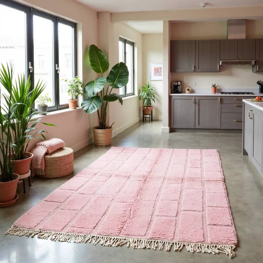 Tapis shag marocain moderne à motif quadrillage 250CMX150CM