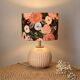 Vintage table lamp in powder pink ceramic – floral lampshade made