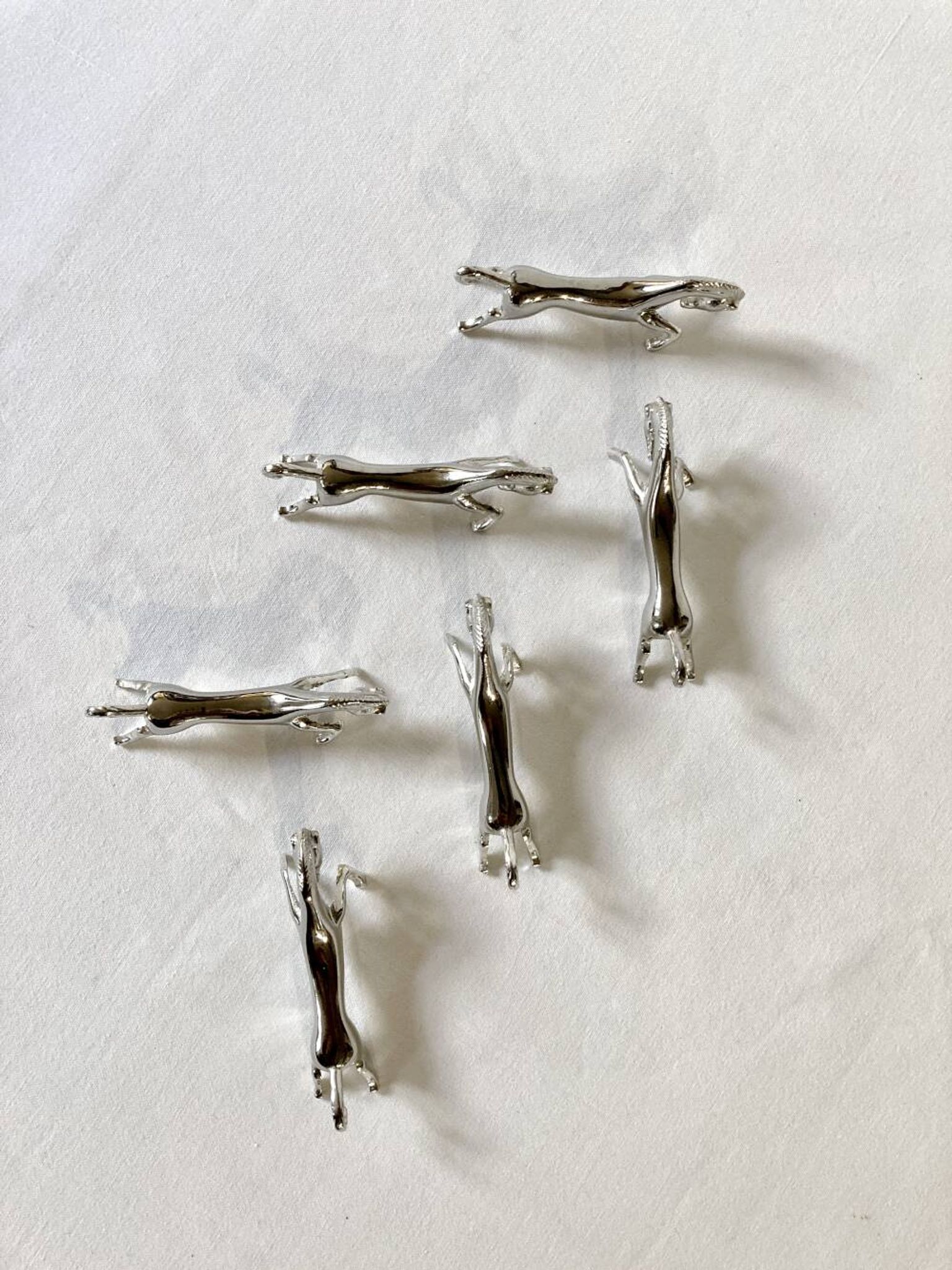 6 silver-plated knife rests in the shape of a horse. 1960s