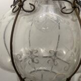 Wrought Iron Murano Glass Light Pendant 1950’s