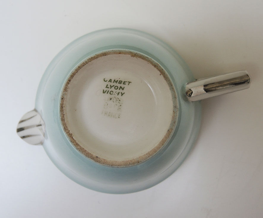 Art deco porcelain teapot and sweetener: maison cambet lyon