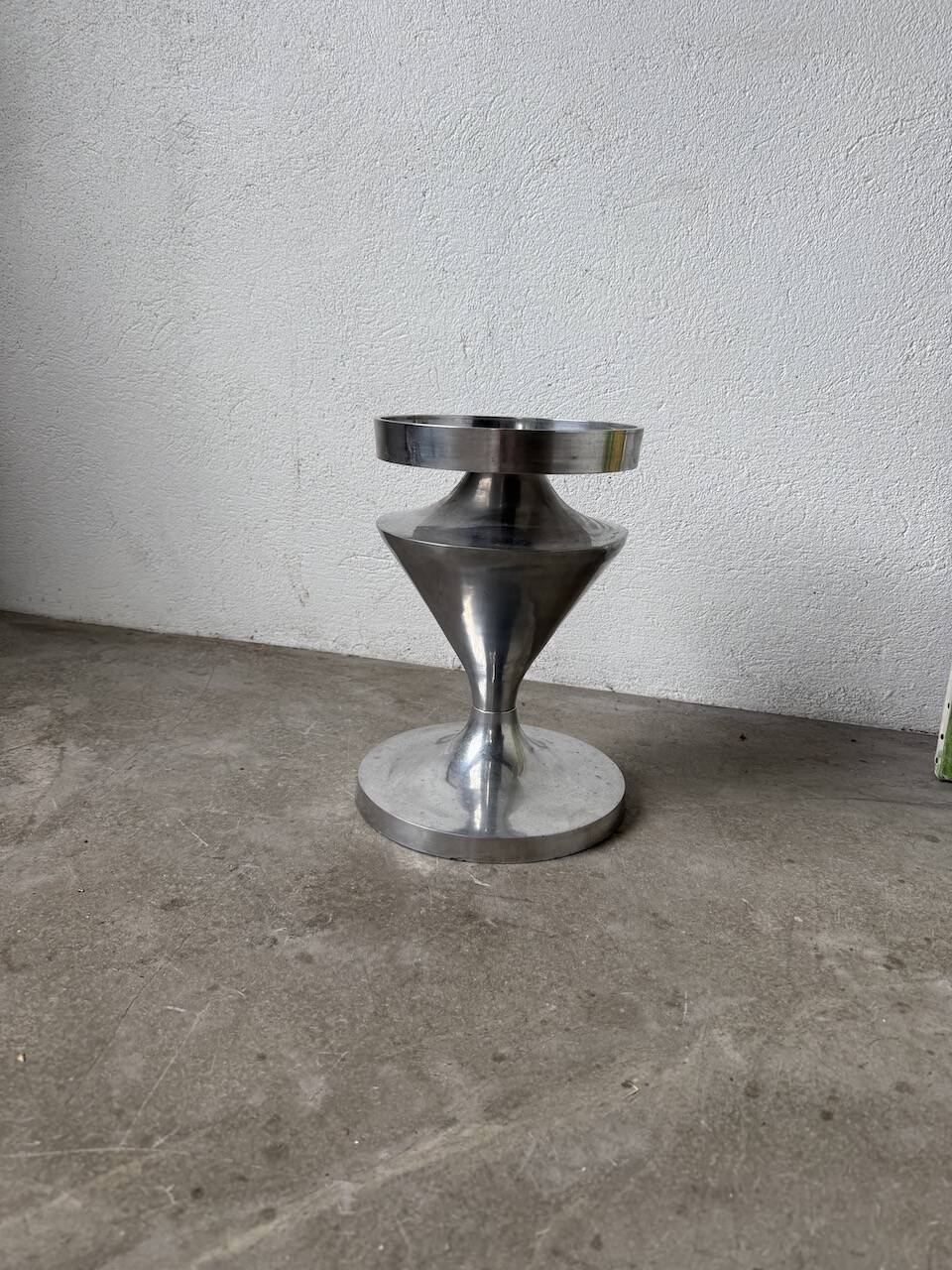 Brushed stainless steel console pedestal 1970