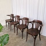Set of 4 Vintage Bentwood Dining Chair: Mid-Century Thonet Style Armchair