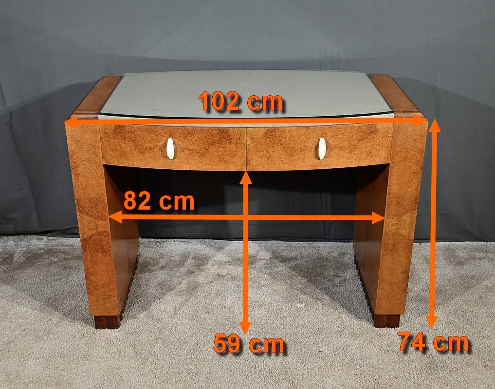 Small Amboyna Burl Desk, Speich Frères, Art Deco – 1930