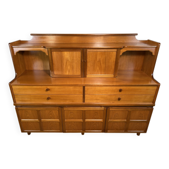 Buffet haut en teck vintage rétro du milieu du siècle par Nathan 1960-1970 Exceptionnellement