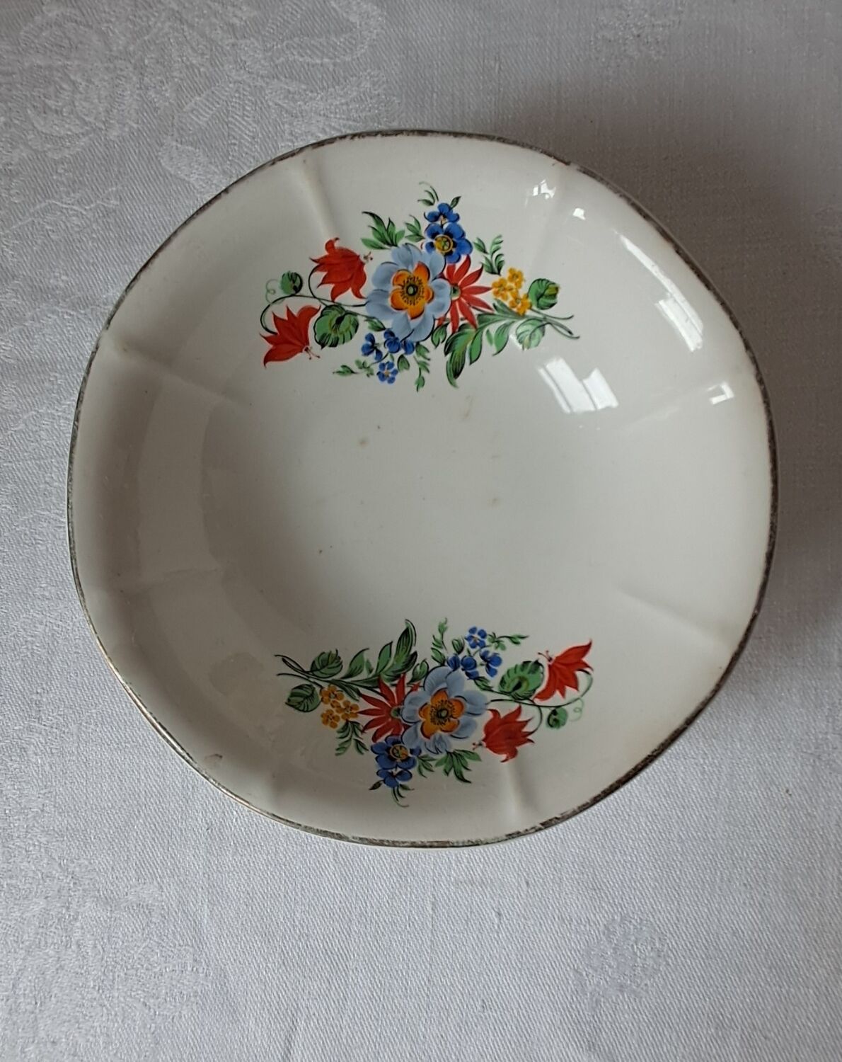 Coupelles vintage Digoin Sarreguemines. Décalcomanies de fleurs