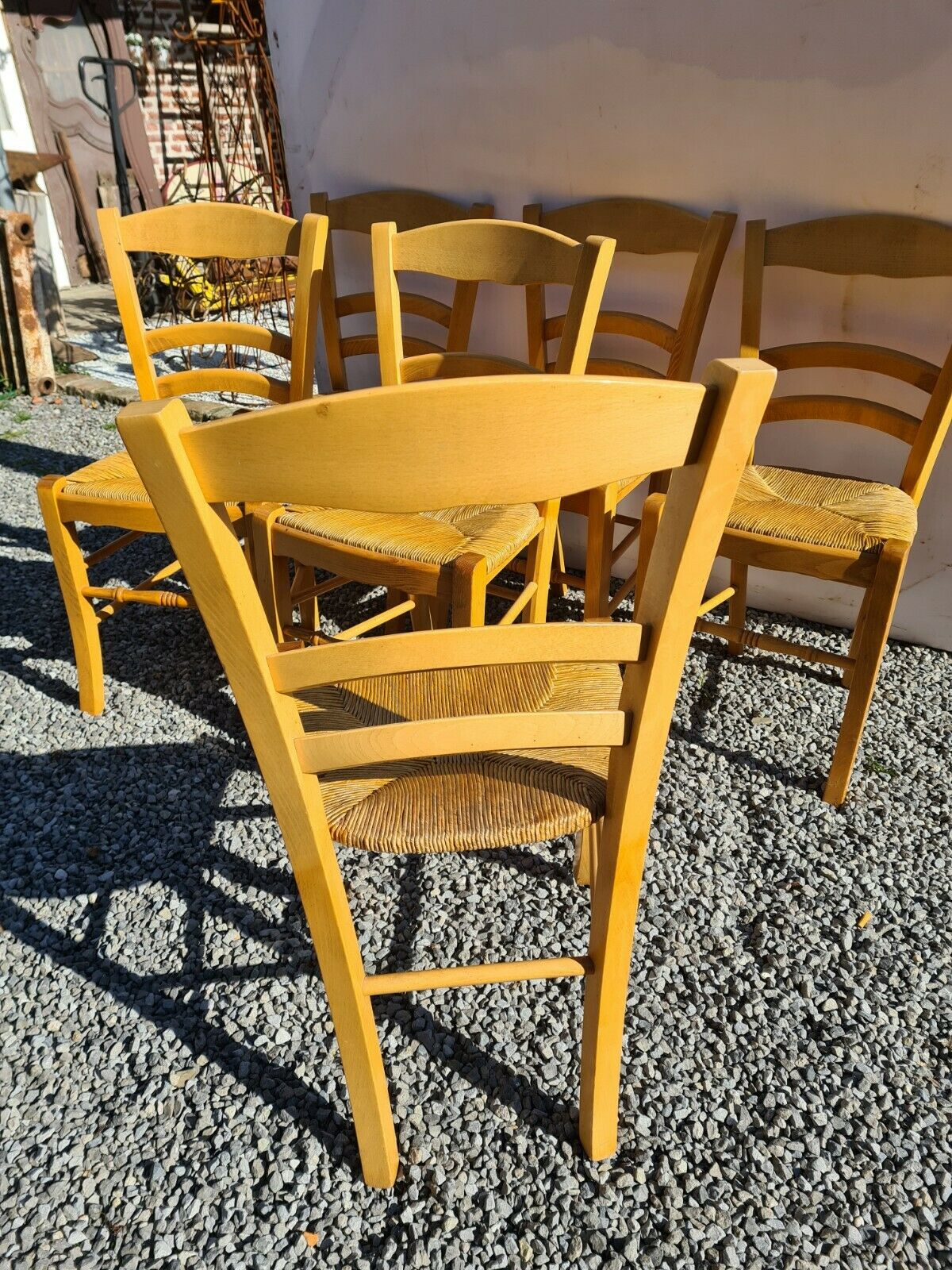 6 beech straw chairs