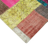 Handwoven anatolian contemporary 202 cm x 301 cm multicolor patchwork carpet