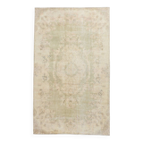 5x8 Green Cream Oriental Turkish Vintage Rug,  142x240Cm