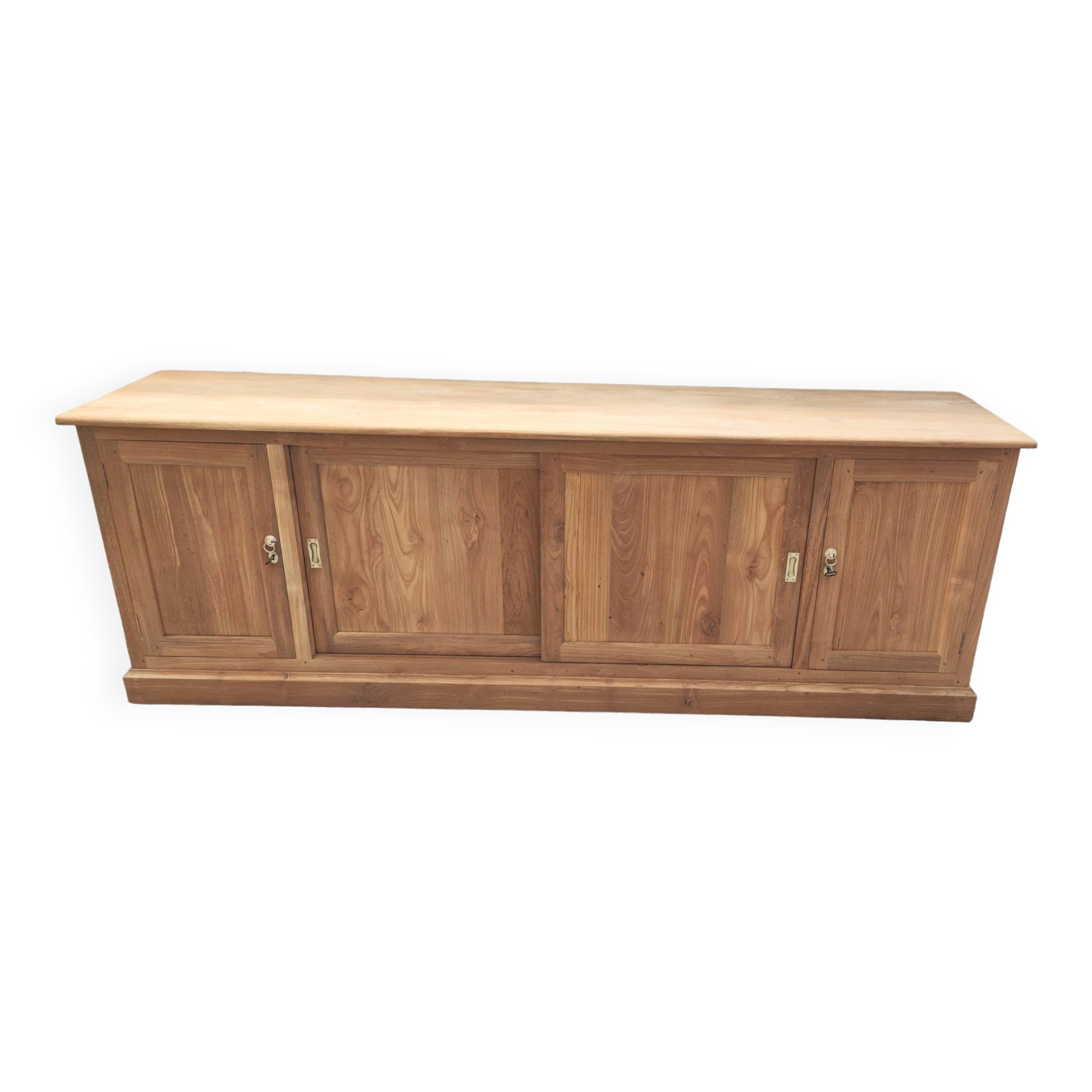 Large four-door row of industrial furniture in raw wood design