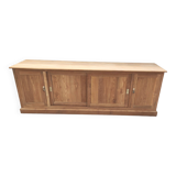 Large four-door row of industrial furniture in raw wood design